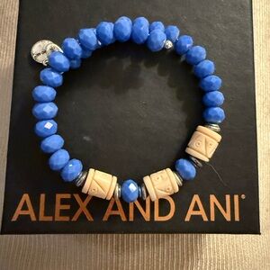 ⭐️ Alex and Ani:  Blue and Tan Beaded Bracelet